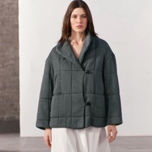 Women's Zara  double breasted Dark Gray quilted Jacket